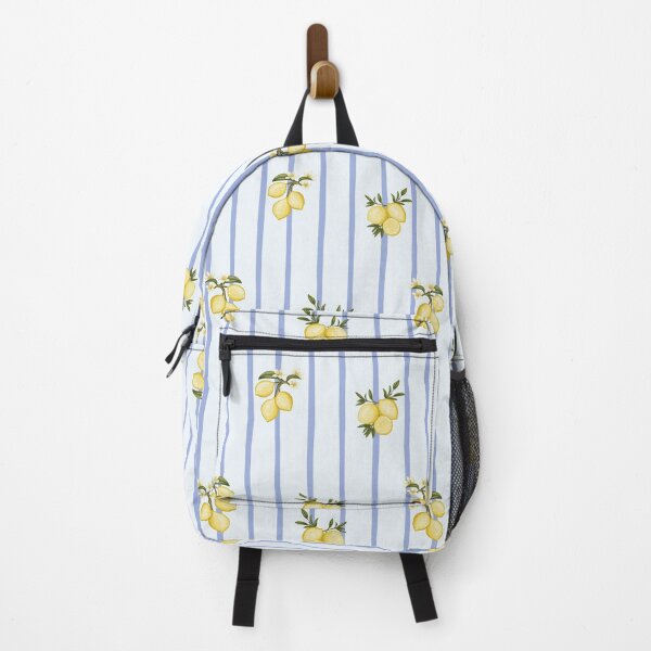Item preview, Mediterranean Lemons and Blossoms Blue Stripes Pattern designed and sold by svitlaarty.