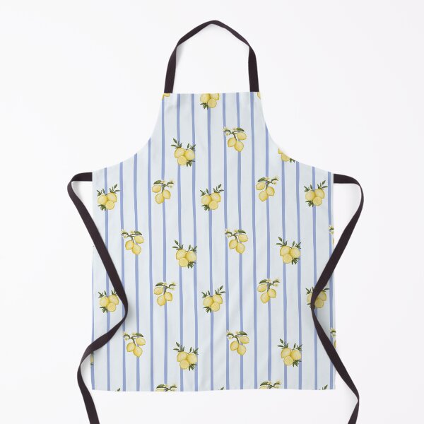 Item preview, Mediterranean Lemons and Blossoms Blue Stripes Pattern designed and sold by svitlaarty.