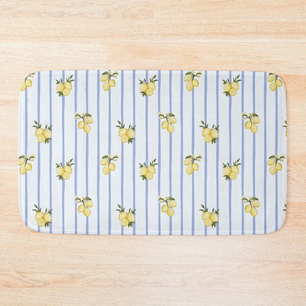 Item preview, Mediterranean Lemons and Blossoms Blue Stripes Pattern designed and sold by svitlaarty.