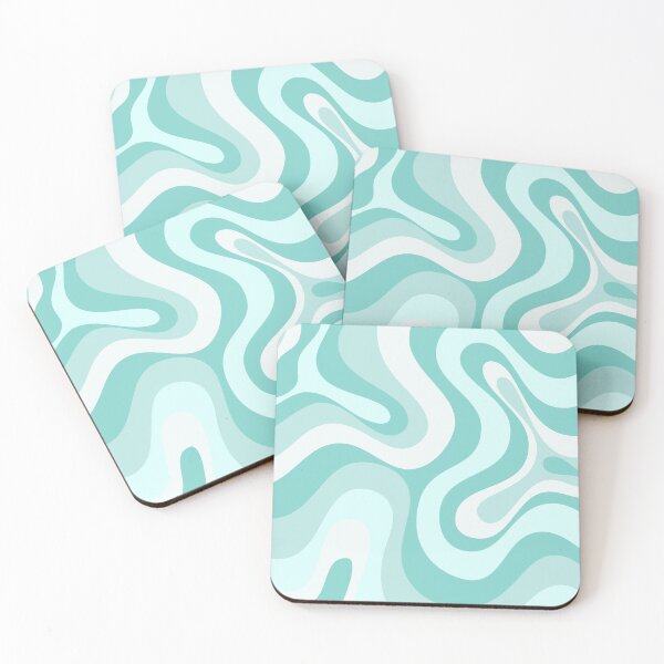 Item preview, Modern Retro Liquid Swirl Abstract in Light Aqua Teal Blue designed and sold by Differenceee.