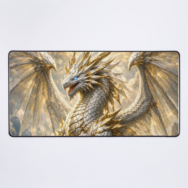 Item preview, Celestial Guardian Dragon – White Gold Divine Dragon Fantasy Art designed and sold by DrakariArt.