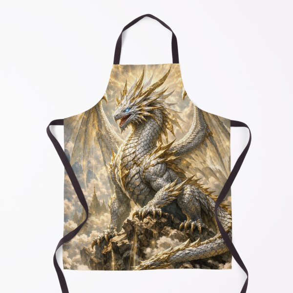 Item preview, Celestial Guardian Dragon – White Gold Divine Dragon Fantasy Art designed and sold by DrakariArt.
