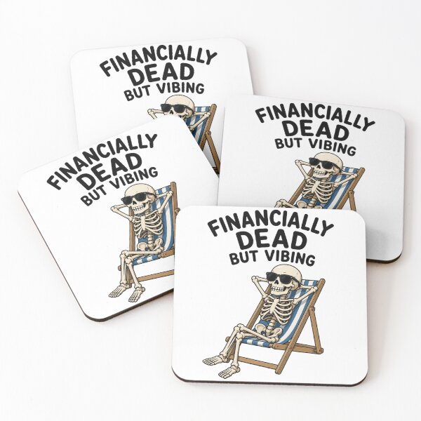 Item preview, Financially dead but vibing Funny beach skeleton designed and sold by vecart34.