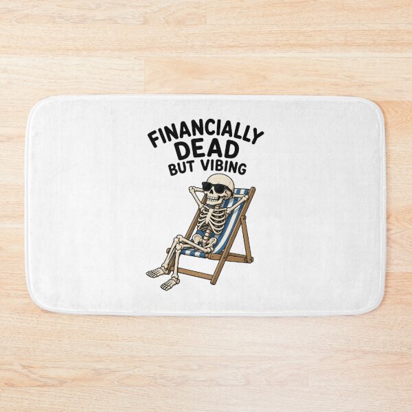 Item preview, Financially dead but vibing Funny beach skeleton designed and sold by vecart34.