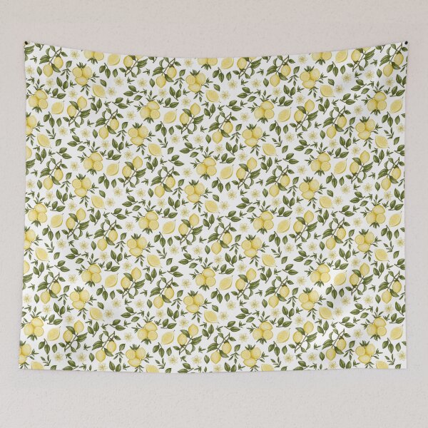 Artikelvorschau, Botanisches Aquarellmuster mit Zitronen und weißen Blüten entworfen und verkauft von svitlaarty.