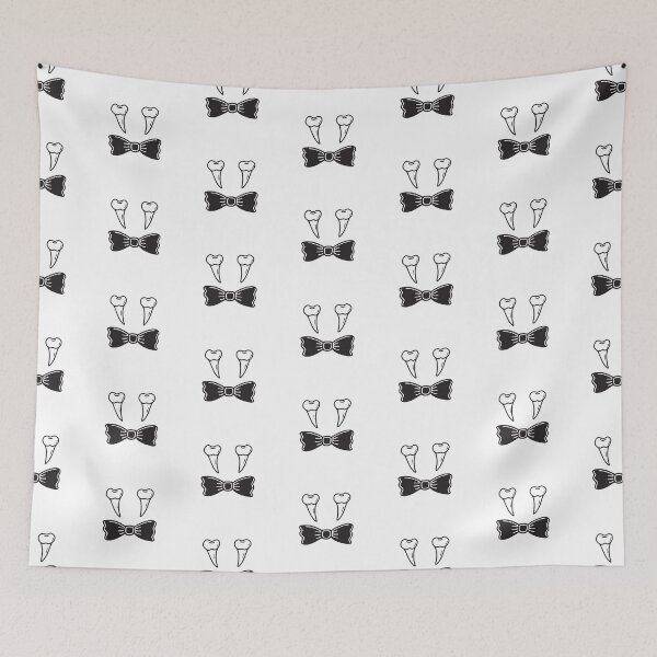 Item preview, A set of vampire fangs resting next to a neatly tied black bow tie designed and sold by rasagamastore.
