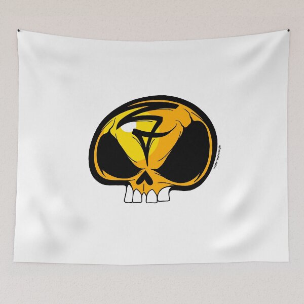 Item preview, Yellow Anime Alien Skull Flat Brush Streetwear Art designed and sold by elmuna.