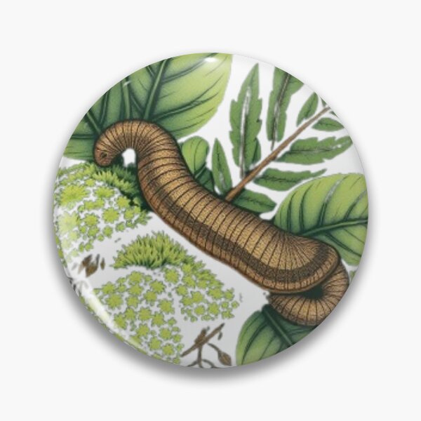 Item preview, Velvet Worm Botanical Badge | Minimal Nature Wildlife Design designed and sold by MystiColo.