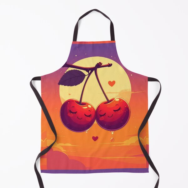 Item preview, Cute cherry couple kawaii fruit art sunset love valentine adorable kitchen wall decor print designed and sold by icemanphotos.