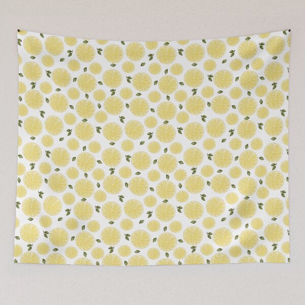Item preview, Minimalist Watercolor Lemon Slices and Leaves White Pattern designed and sold by svitlaarty.
