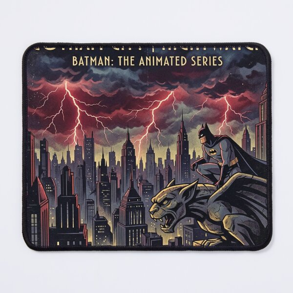Item preview, Gotham City Nightwatch Vintage Poster | Deco Noir Superhero Inspired Wall Art | Retro Gothic Skyline Print designed and sold by lavanya11.