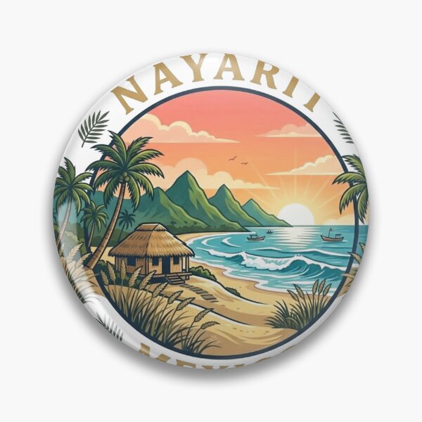 Item preview, Vintage Nayarit Mexico Tropical Travel Badge designed and sold by Mathias Yakubu Design.