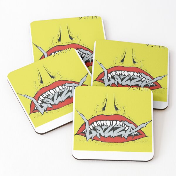 Item preview, Open Mouth With Sharp Teeth Yellow Background Graffiti designed and sold by LongDogMerch.
