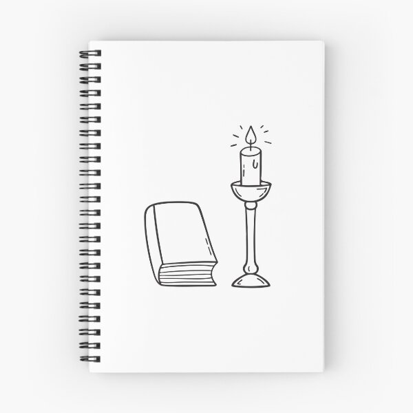 Item preview, An iron candle stand resting next to a book designed and sold by rasagamastore.