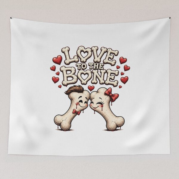 Item preview, Love to the Bone Funny Skeleton Couple Dark Romance Valentine Print designed and sold by HorrorWorldWeb.