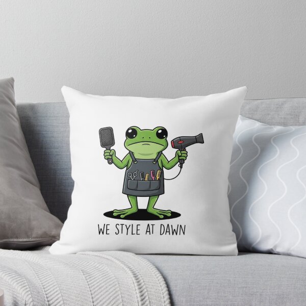 Item preview, Cute Frog Hairdresser Art Print - Funny We Style At Dawn Salon Hairstylist Gift designed and sold by raedattia.