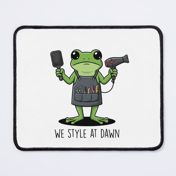Item preview, Cute Frog Hairdresser Art Print - Funny We Style At Dawn Salon Hairstylist Gift designed and sold by raedattia.