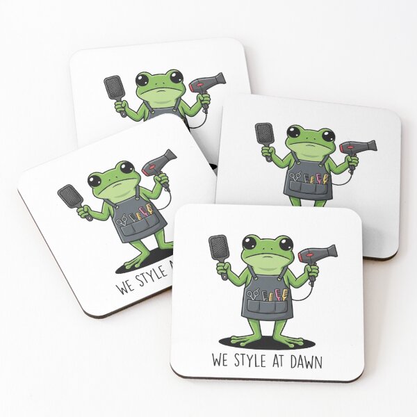 Item preview, Cute Frog Hairdresser Art Print - Funny We Style At Dawn Salon Hairstylist Gift designed and sold by raedattia.