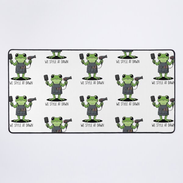 Item preview, Cute Frog Hairdresser Art Print - Funny We Style At Dawn Salon Hairstylist Gift designed and sold by raedattia.