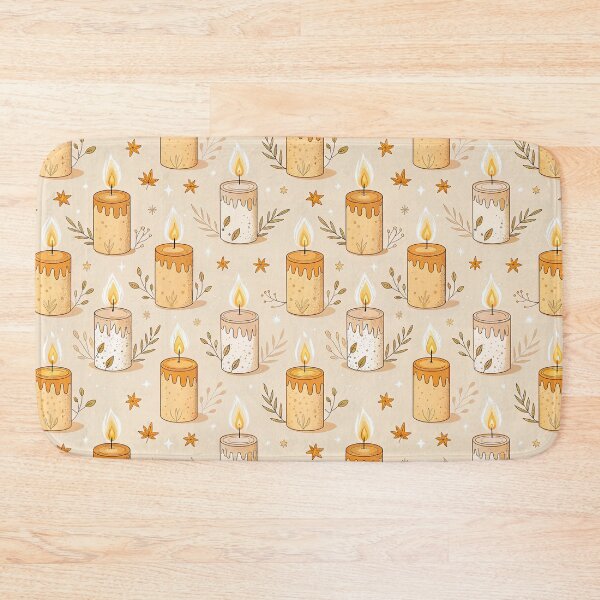 Item preview, Cozy Botanical Candles Seamless Pattern designed and sold by Soul Path Studio.