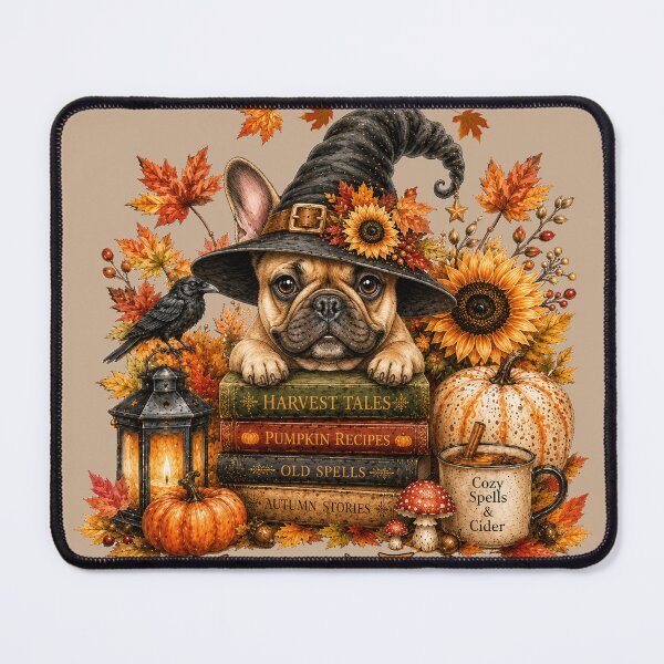Item preview, Cute French Bulldog Witch Autumn Halloween Art designed and sold by Cute & Sassy Custom Gifting Boutiques.