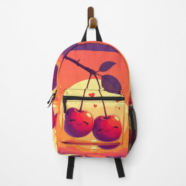 Item preview, Cute cherry couple kawaii fruit art sunset love valentine adorable kitchen wall decor print designed and sold by icemanphotos.