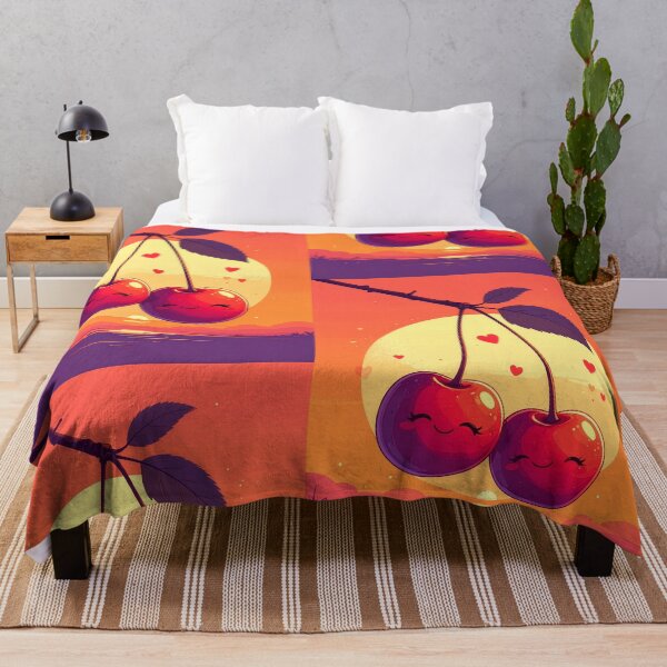 Item preview, Cute cherry couple kawaii fruit art sunset love valentine adorable kitchen wall decor print designed and sold by icemanphotos.