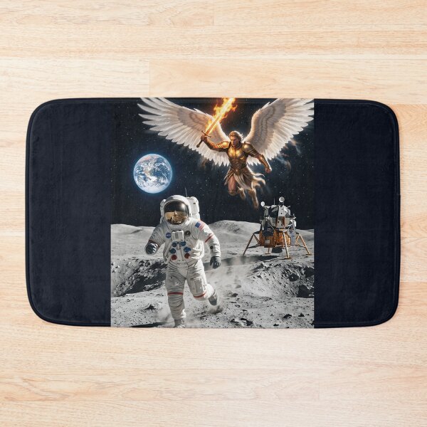 Item preview, NASA astronaut runs from warrior angel on the moon designed and sold by WiseBow.