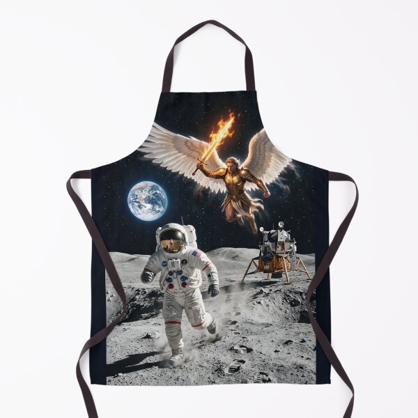 Item preview, NASA astronaut runs from warrior angel on the moon designed and sold by WiseBow.