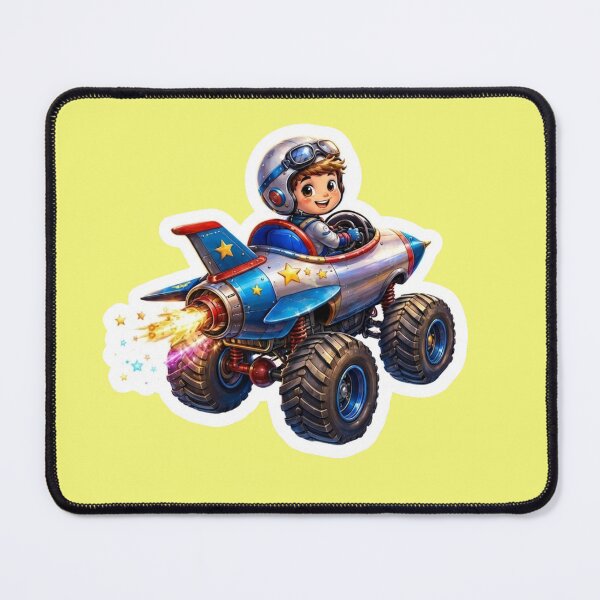 Item preview, Cute Little Boy Racing Rocket Monster Truck designed and sold by bvdesignart.