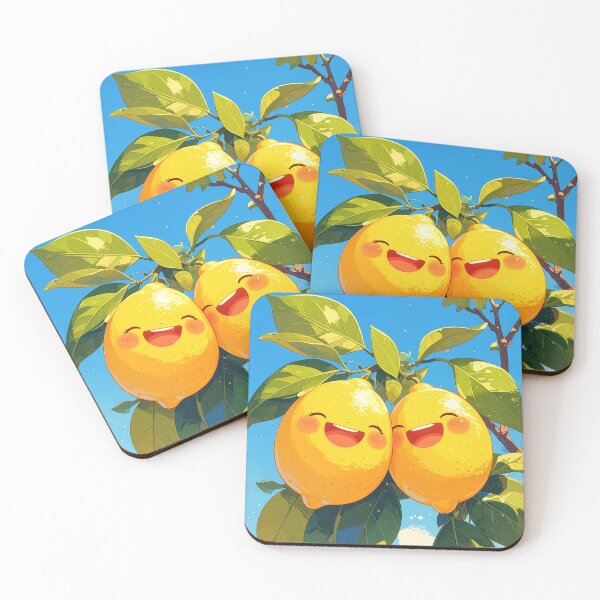 Item preview, Cute lemon couple kawaii fruit art happy citrus adorable summer kitchen wall decor print gift designed and sold by icemanphotos.
