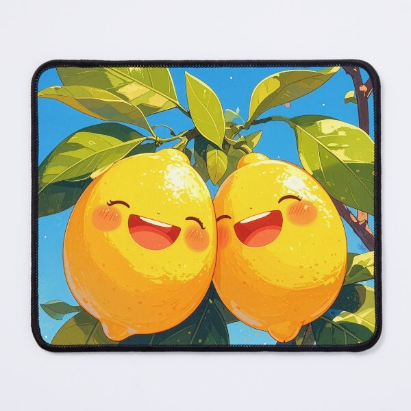 Item preview, Cute lemon couple kawaii fruit art happy citrus adorable summer kitchen wall decor print gift designed and sold by icemanphotos.