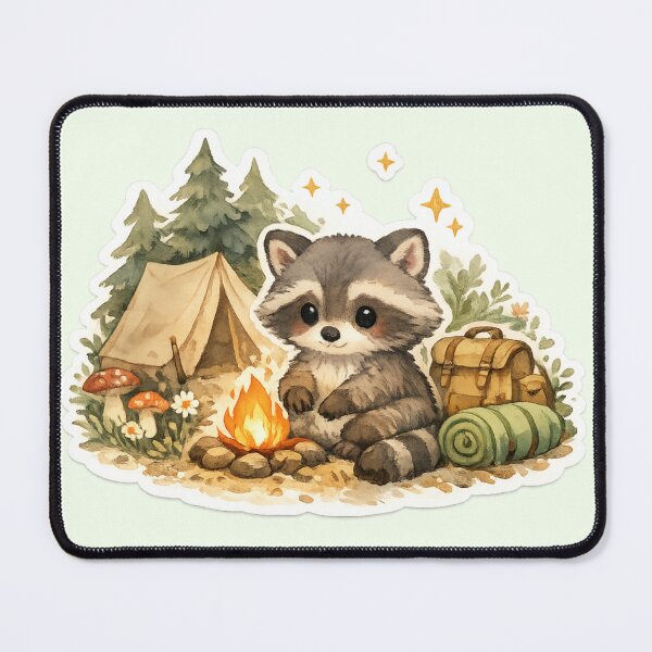 Item preview, Camping raccoon background designed and sold by Krachtvanjehart.
