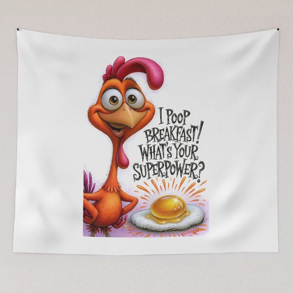 Item preview, Cheerful Chicken Character with Egg Breakfast Theme designed and sold by Artessie.