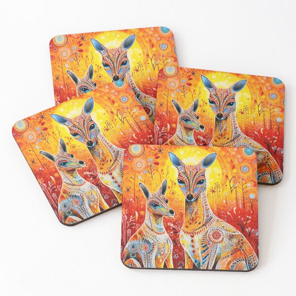 Item preview, Aboriginal Inspired Dot Art - Kangaroo Sunset Australian Wildlife designed and sold by GrinGalore.