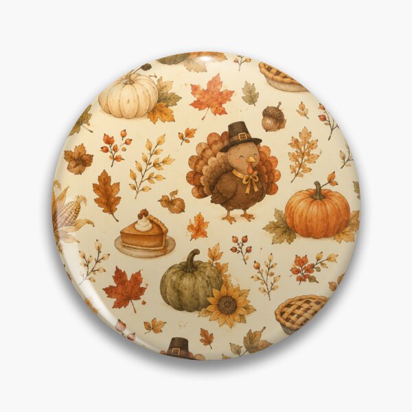 Item preview, Cute Thanksgiving Watercolor Pattern with Turkeys, Pumpkins, Autumn Leaves & Pumpkin Pie designed and sold by DreamPixelPrint.