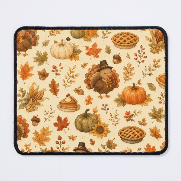 Item preview, Cute Thanksgiving Watercolor Pattern with Turkeys, Pumpkins, Autumn Leaves & Pumpkin Pie designed and sold by DreamPixelPrint.