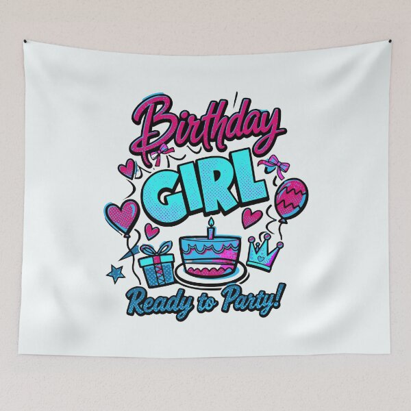 Item preview, Birthday Girl Ready to Party Cute Cake Crown Kids T-Shirt designed and sold by illeN-Art-World.