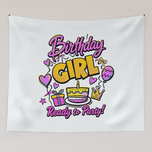 Item preview, Birthday Girl Ready to Party Colorful Birthday Kid Hoodie designed and sold by illeN-Art-World.