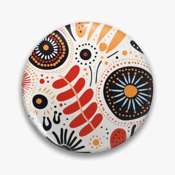 Item preview, Aboriginal Inspired Dot Art - Floral Painting Terracotta Folk Pattern designed and sold by GrinGalore.
