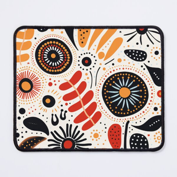 Item preview, Aboriginal Inspired Dot Art - Floral Painting Terracotta Folk Pattern designed and sold by GrinGalore.