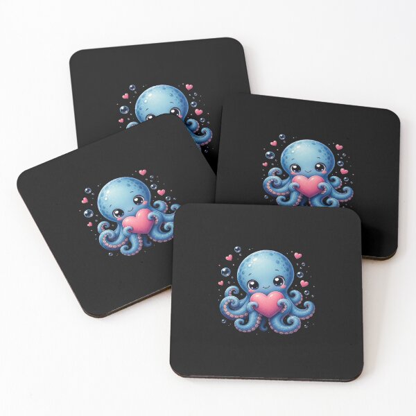 Item preview, Cute Blue Octopus Holding Pink Heart designed and sold by Cristinafabian.