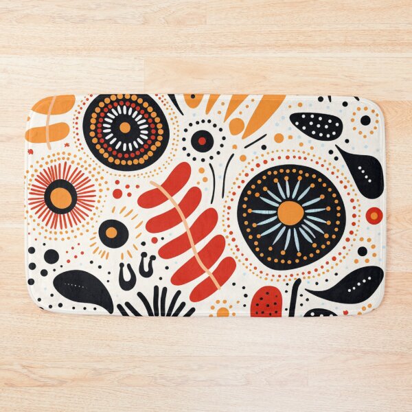 Item preview, Aboriginal Inspired Dot Art - Floral Painting Terracotta Folk Pattern designed and sold by GrinGalore.