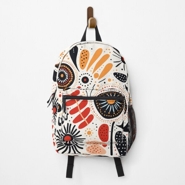 Item preview, Aboriginal Inspired Dot Art - Floral Painting Terracotta Folk Pattern designed and sold by GrinGalore.