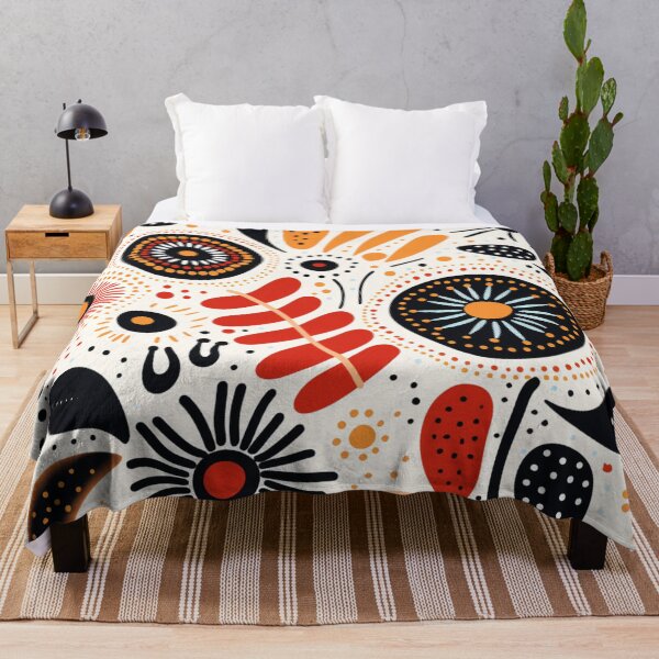 Item preview, Aboriginal Inspired Dot Art - Floral Painting Terracotta Folk Pattern designed and sold by GrinGalore.