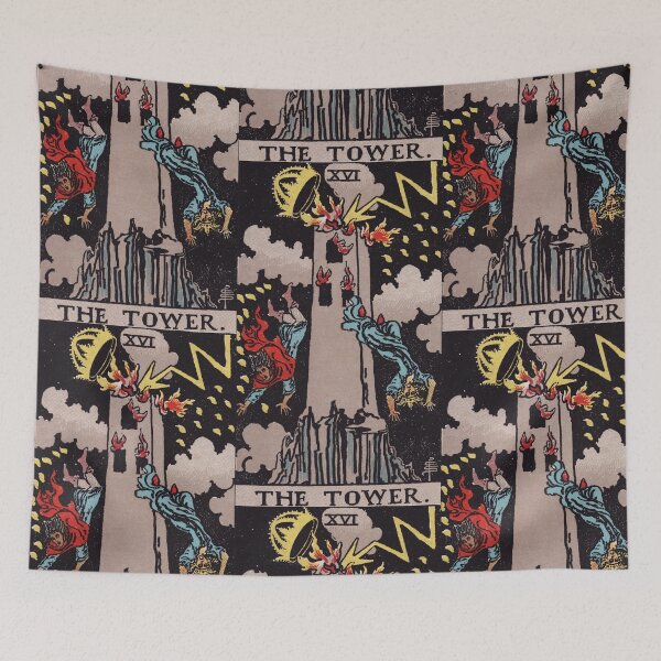 Item preview,  Vintage Seamless - The Tower Tarot Card Pattern  designed and sold by energyoflove333.