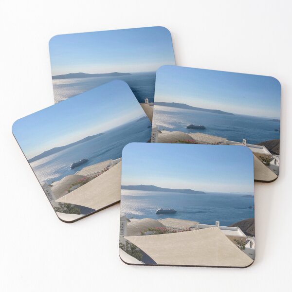 Item preview, Santorini island blue sea background  designed and sold by happytraveller1.