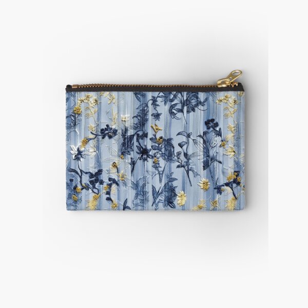 Item preview, Elegant Japanese Blue and Yellow Floral Stripe Pattern designed and sold by Kokeshidreams.