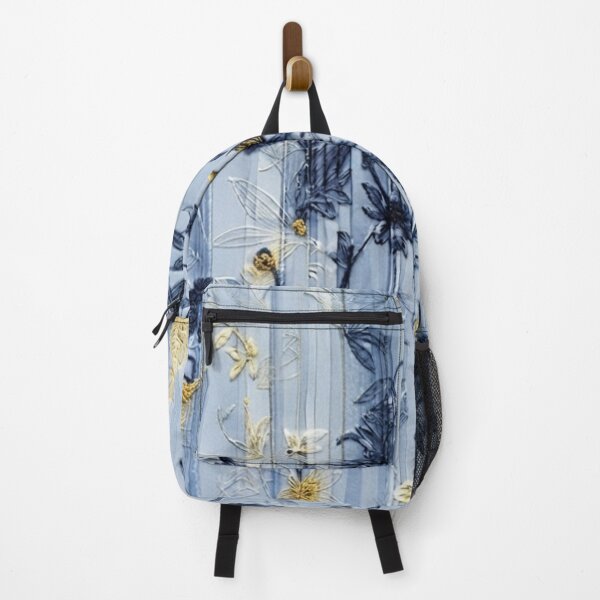 Item preview, Elegant Japanese Blue and Yellow Floral Stripe Pattern designed and sold by Kokeshidreams.