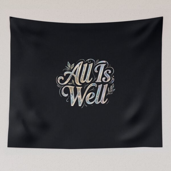 Item preview, All Is Well Vintage Typography T-Shirt | Minimalist Lantern Nature Quote | Inspirational Retro Aesthetic Design designed and sold by Bhaskar Digital Art.